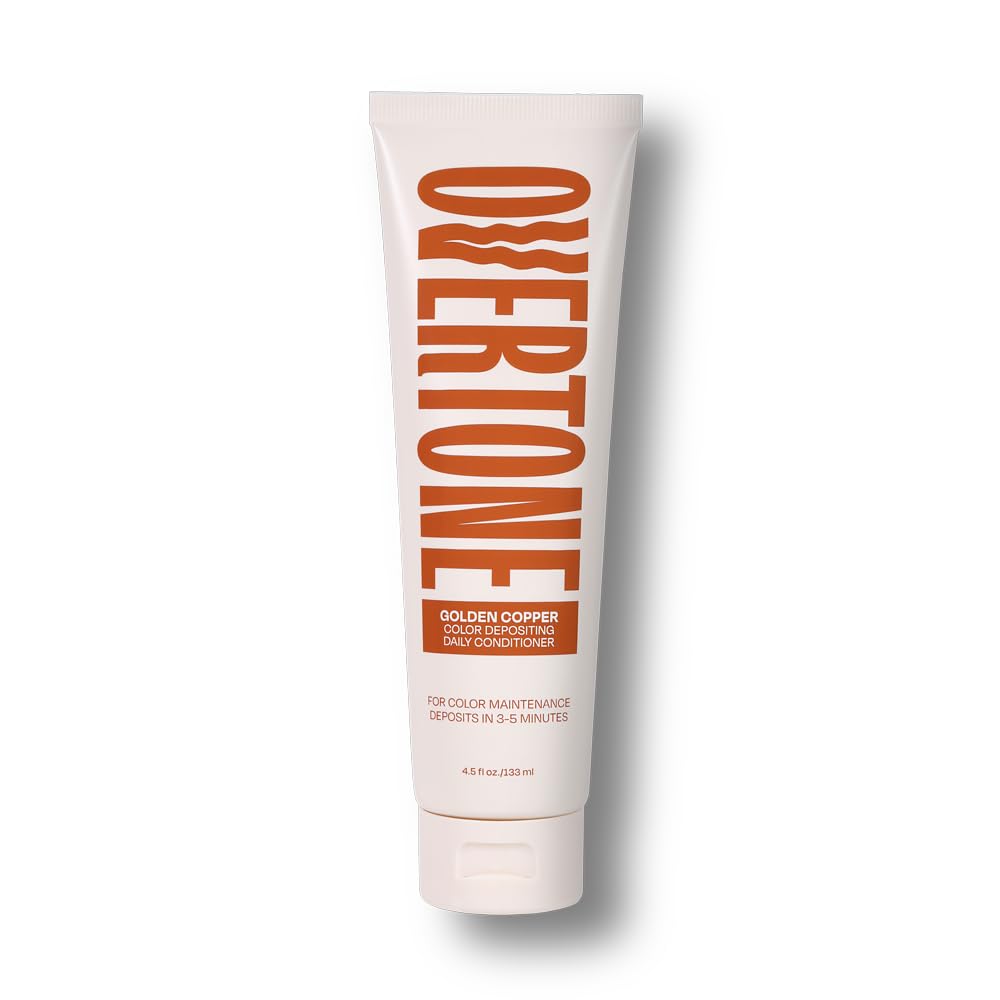 oVertone Daily Color Depositing Conditioner for Dyed & Natural Hair - 4.5oz Temporary Coloring with Shea Butter & Coconut Oil - Refresh Color & Prevent Fading - Vegan & Cruelty-Free, Golden Copper