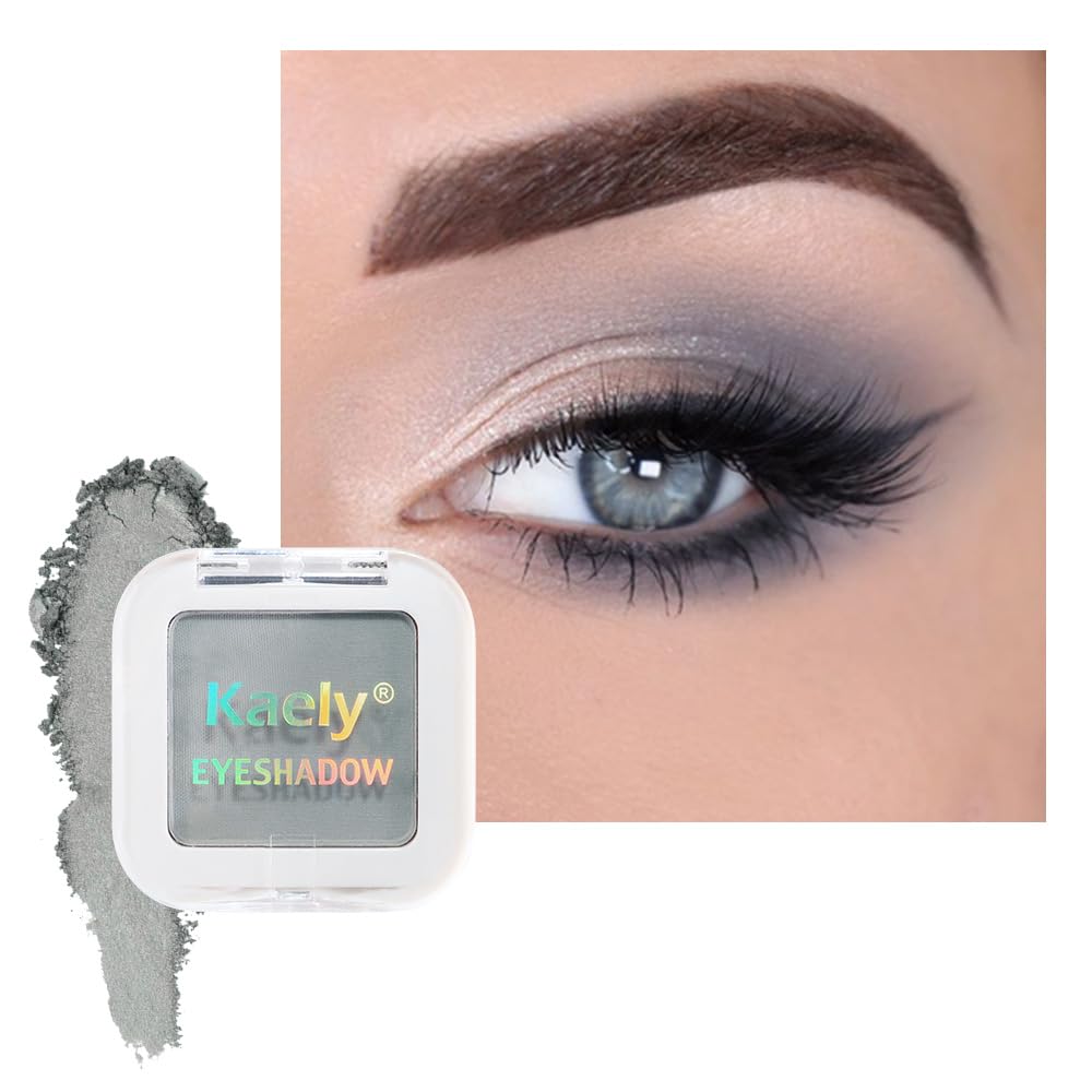 Buildable Matte Eyeshadow Makeup Palette Single - Smoky Gray Shades | Creamy Pressed Powder for Easy Blending | Mini Travel Palette for Women | Everyday Natural Eye Makeup