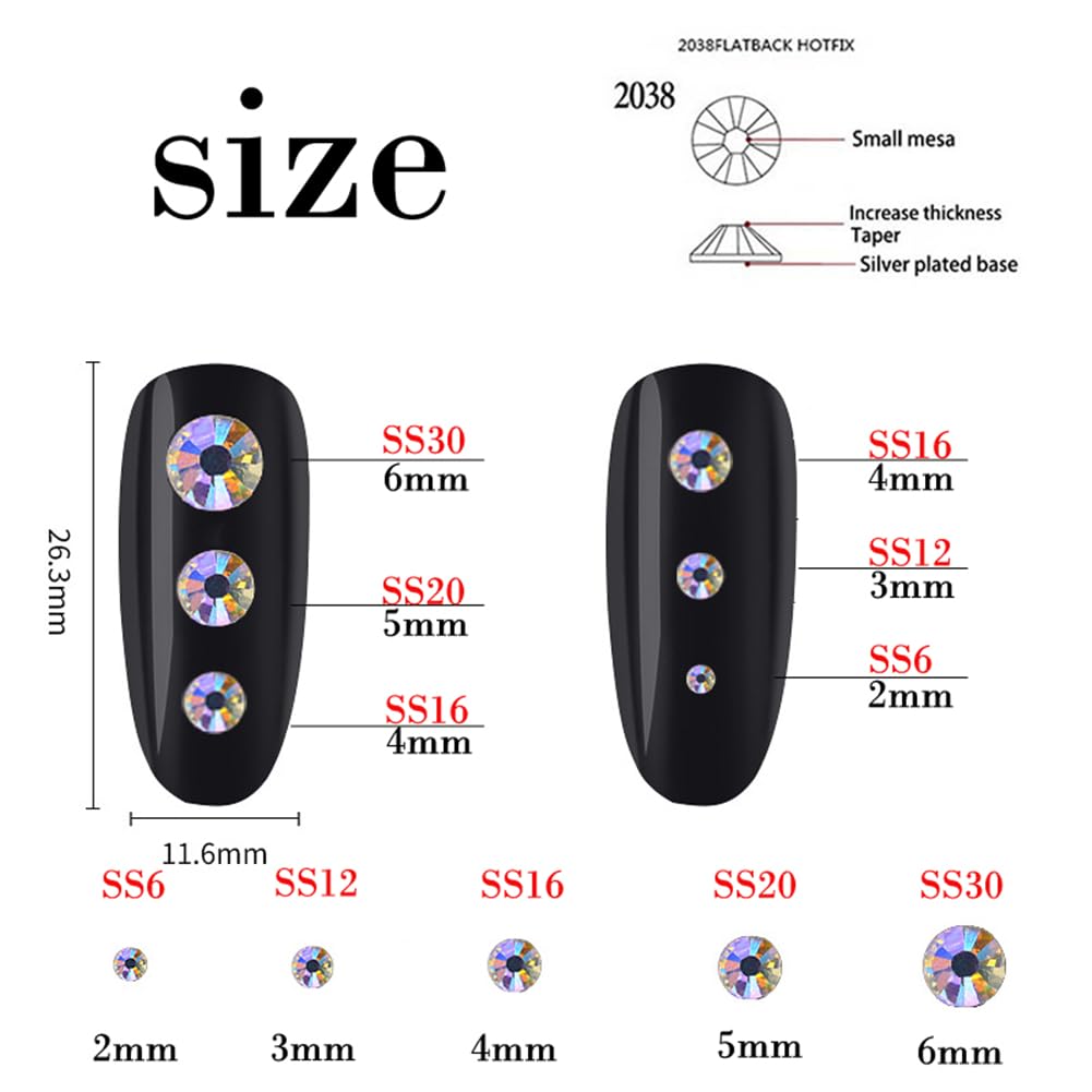 3000 Pieces SS6 2mm Flatback Rhinestones Clear Glass Round Gems Crystals for Nail Art DIY Crafts Clothes Shoes Bags （Green）