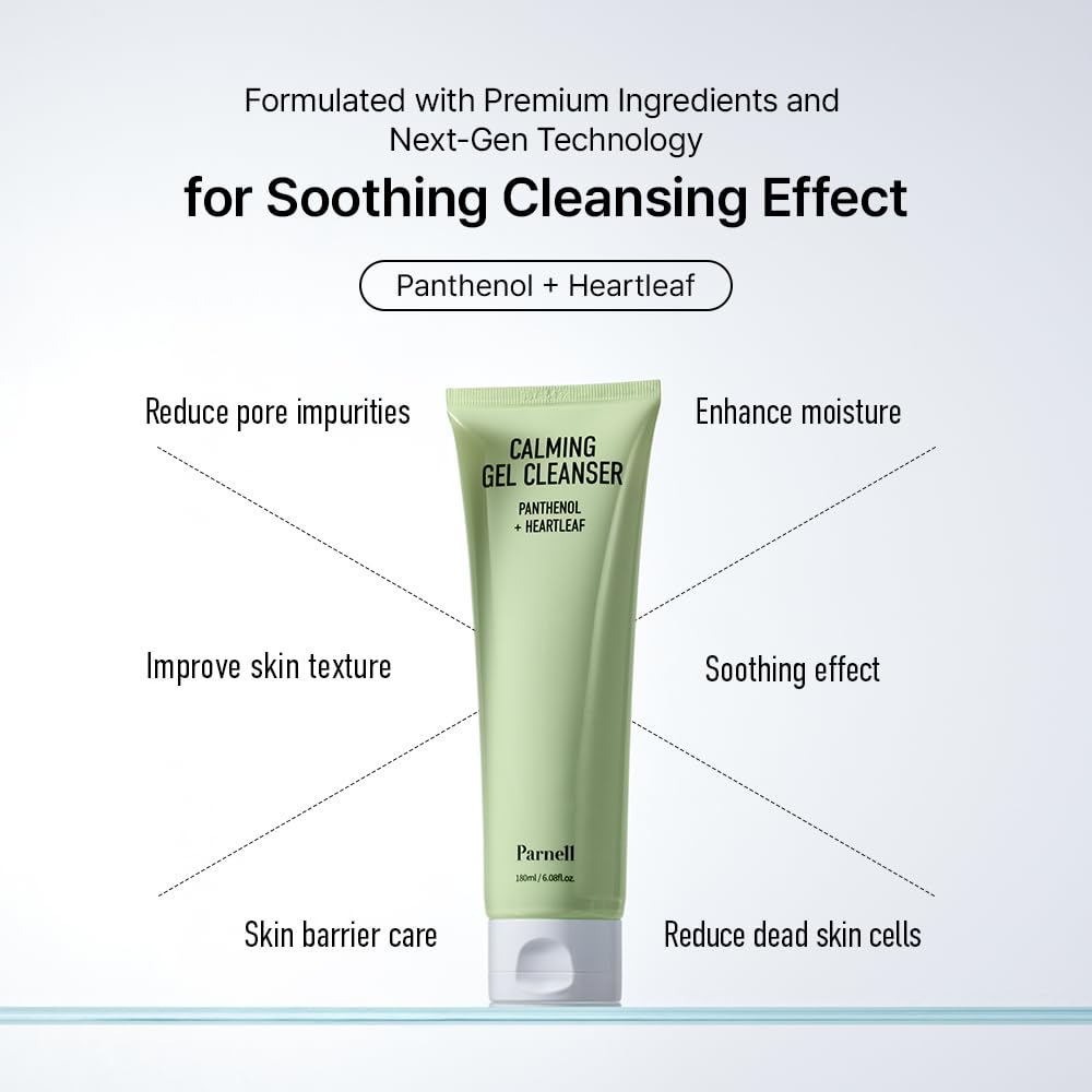Parnell Panthenol Heartleaf Calming Gel Cleanser | 180ml / 6.08 fl.oz, soothing & moisturizing cleanser, korea skin care, korea beauty