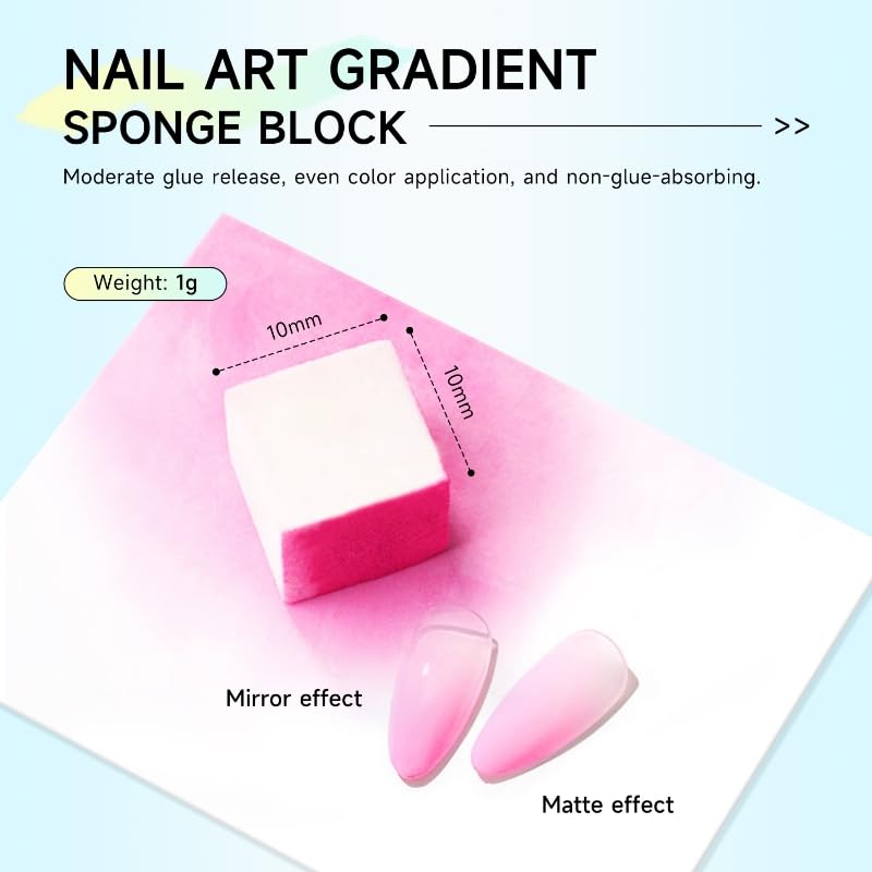 Nail Sponges Set for Ombre Gel,Nail Art Tools Set-50Pcs Nail Sponges With Gold Grabbing Pen 6*nail art pen 50Color-mixing paper Transparent Plastic Storage Box Used to Store Nail Art Tools