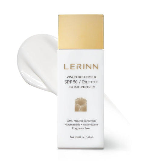 ZincPure Sunmilk SPF 50/PA++++ Broad Spectrum, 100% Mineral Facial Sunscreen, Lightweight Sheer Finish, No White Cast, Fragrance-Free Daily Moisturizer for Sensitive & All Skin Types (40 ml)