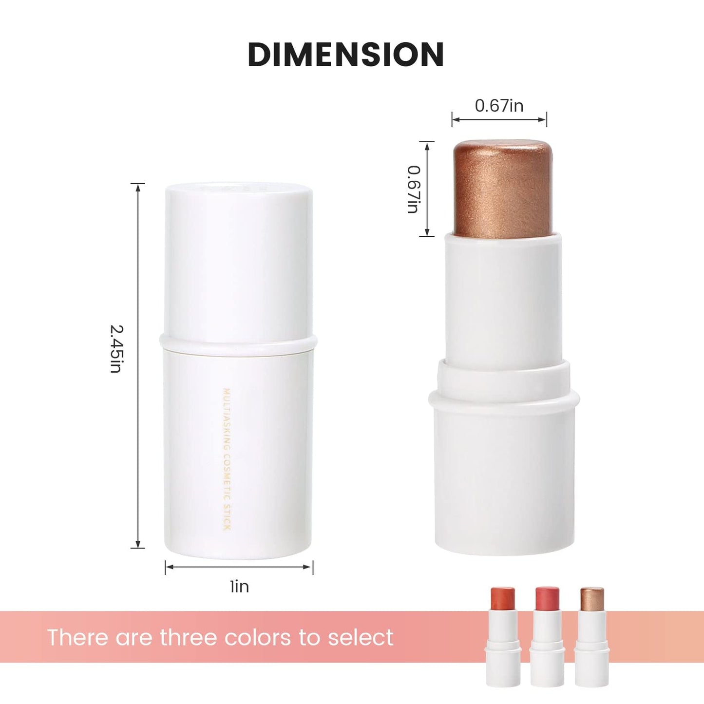 Cream Blush Stick for Cheek and Lip Tint, Multi Use as Highlighter Makeup and Blush Stick for Older Women & Mature Skin(#3 Brighten)