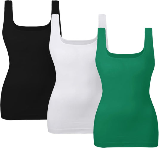EUYZOU Women's Tummy Control Shapewear Tank Tops Seamless Square Neck Compression Tops Slimming Body Shaper Camisole