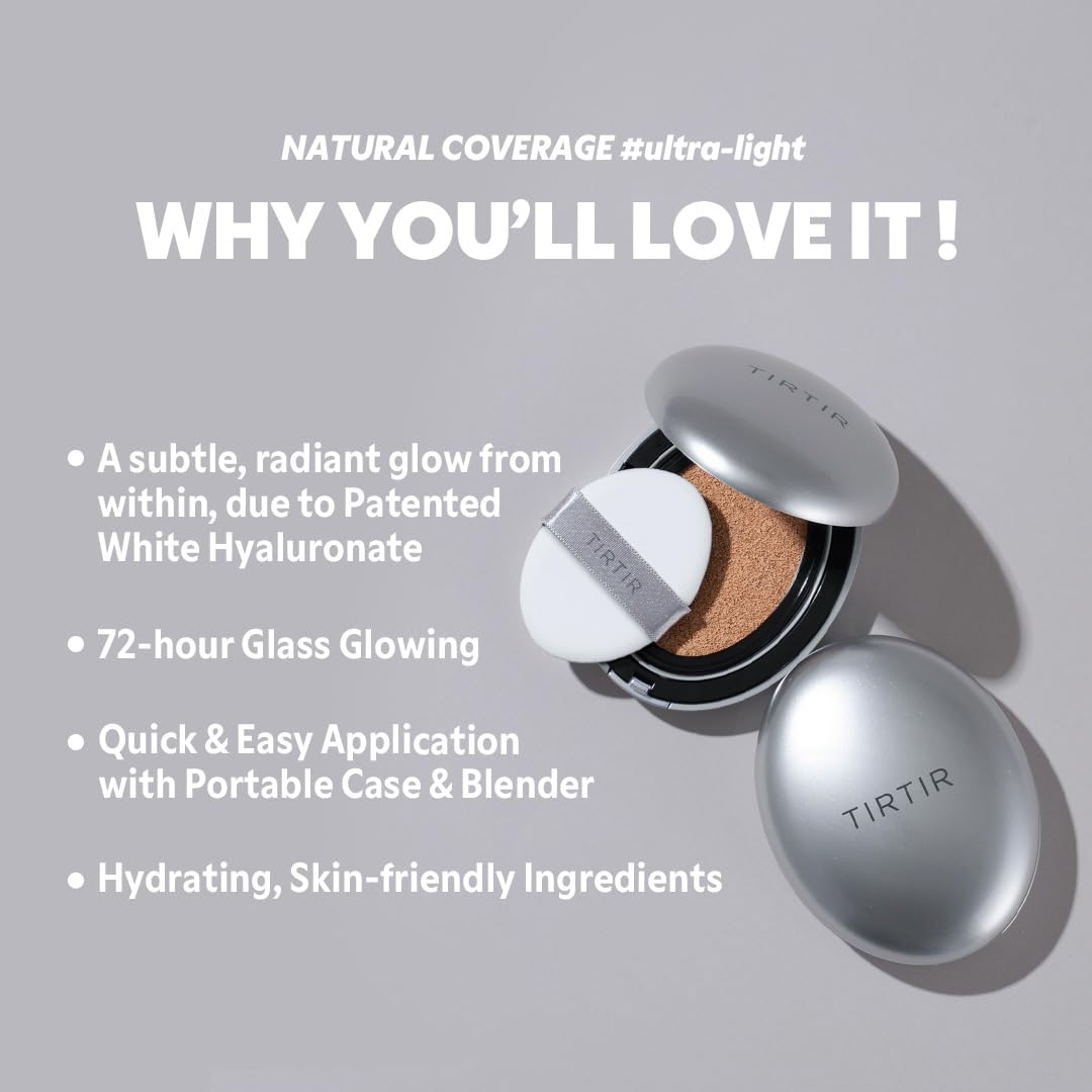 [*Mini Size*] TIRTIR Aura Glow Silver Cushion | Korean Cushion Foundation, (#27N Camel, 0.15 Fl Oz)