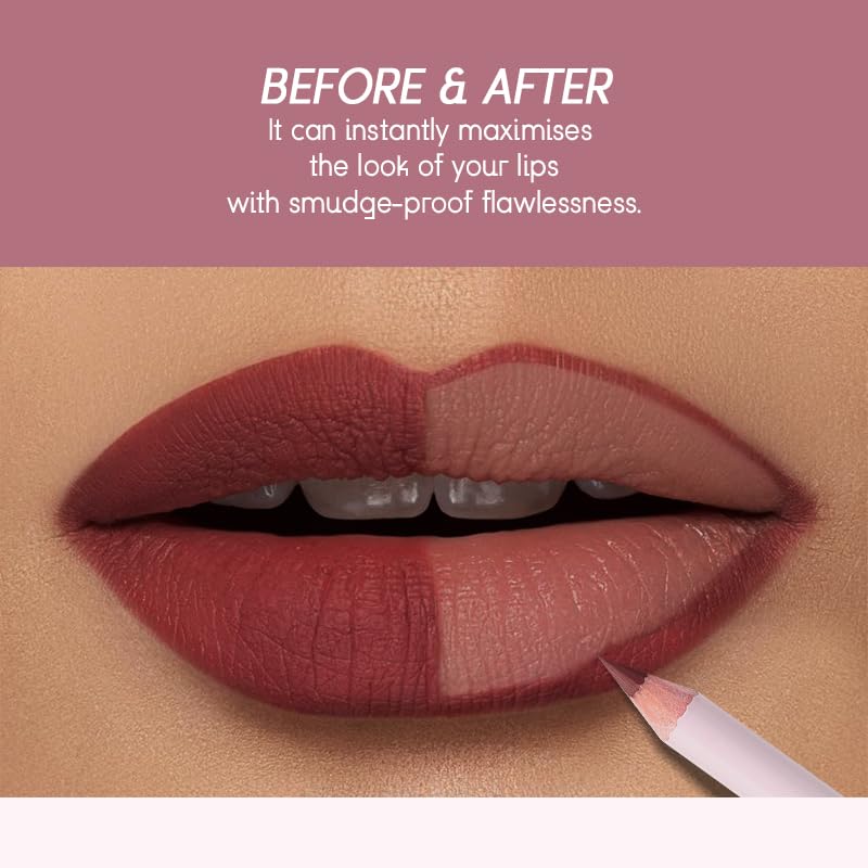 USHAS Lipstick and Lip Liner Combo Set 2 in 1 Waterproof Lipstick for Women Lip liner Set Long Lasting Lipstick, Matte Lipstick Pen with Lip Liner Set Makeup Kits (S9, Pack of 1)