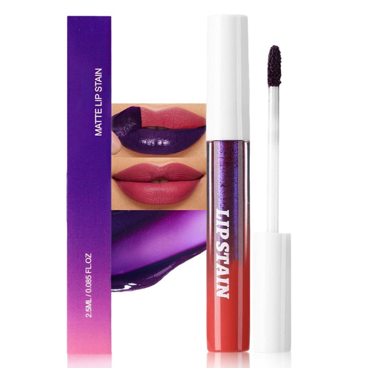 evpct Mauve Red Peel Off Lip Stain Tints, Matte Liquid Lipstick Lip Stain Long Lasting Waterproof for Women, Non-stick Cup Lipstick Peel Off Highly Pigmented Not Faded Smudge-proof Easy to Apply, 02