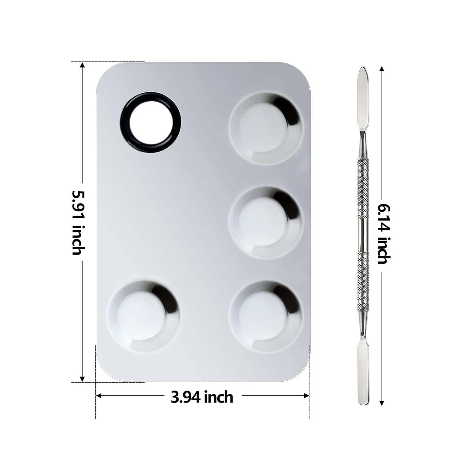 Makeup Mixing Palette, Upgrade Stainless Steel Metal Makeup Mixing Tray with Spatula Tool, Nail-art Palette for Mixing Foundation/Eye Shadow/lipstick/Nail Polish/Pigment (Rectangle)