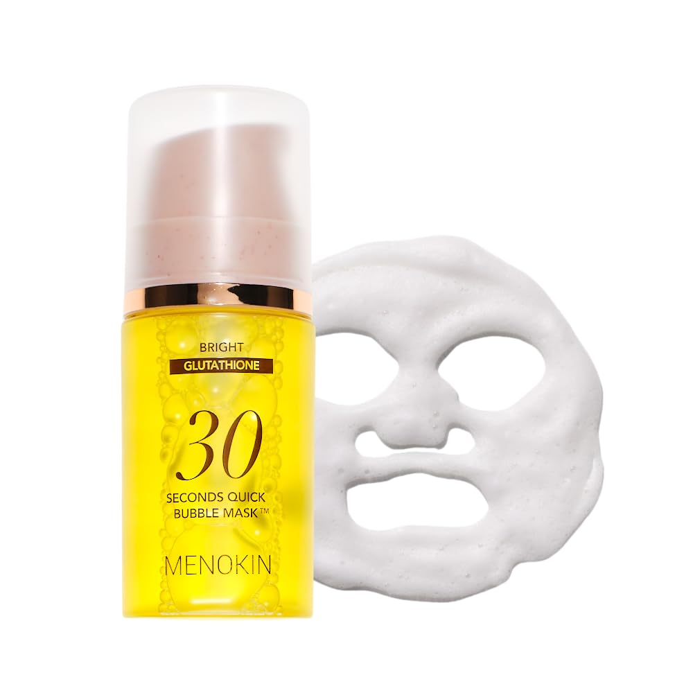MENOKIN 30 Seconds Quick Bubble Mask [BRIGHT] - [Vitamin C] [Glutathione & Niacinamide] in Micro-bubbles for Dark Spots, Uneven Skin Tone, Korean Skin Care Essential, 50 Uses, 2.36 fl.oz