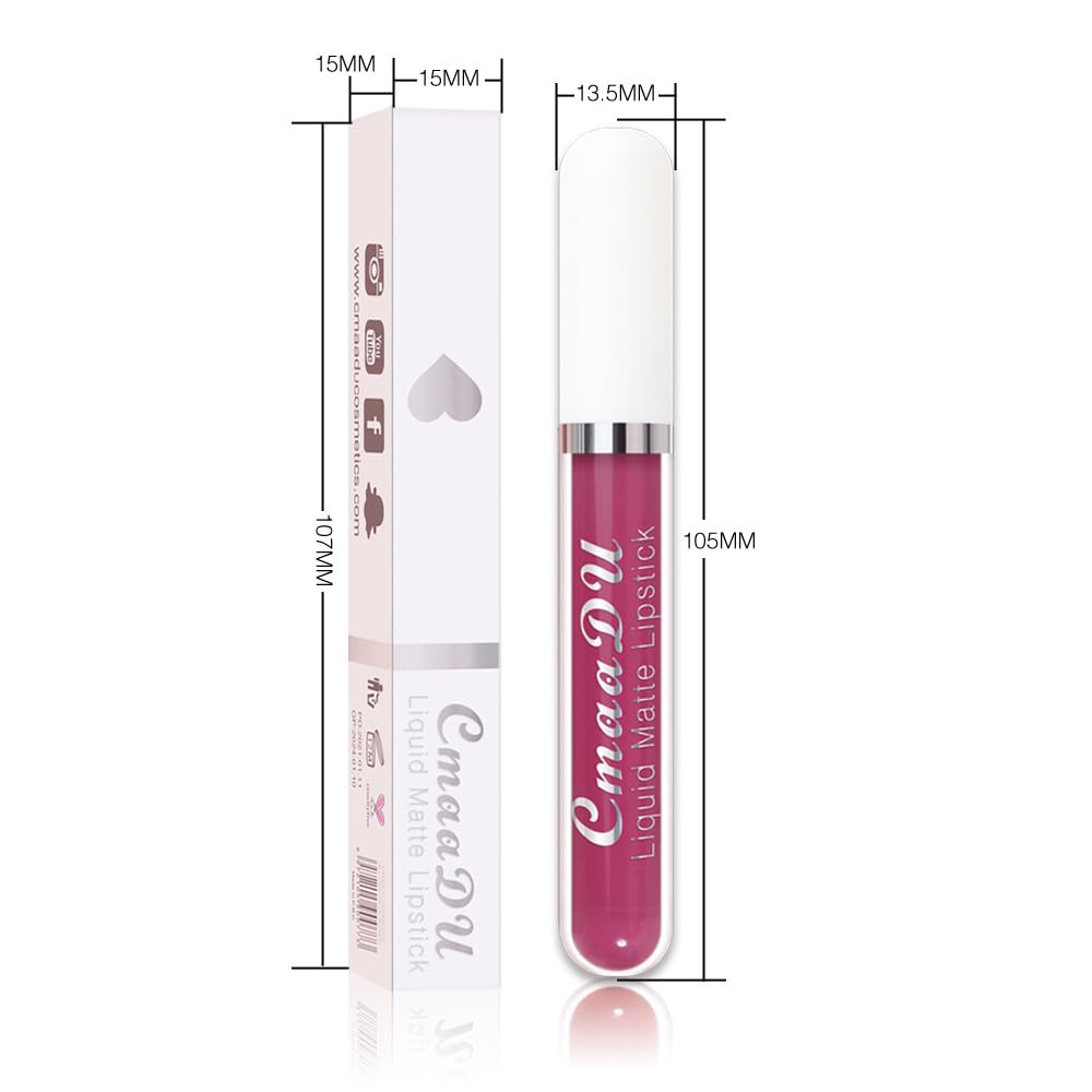 evpct 1Pcs Violet Pink Liquid Matte Lipstick Lipgloss Set for Women, labiales mate 24 horas originales matte larga duracion 24 Hour Lipstick Lip Stains Long Lasting Waterproof 24, 10#