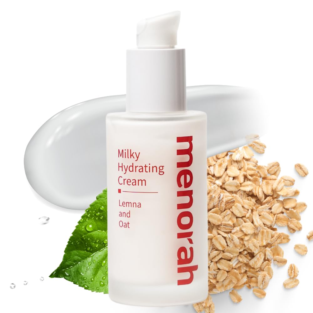 menorah Milky Hydrating Cream with Lemna & Oat – Ultra Lightweight, Soothing & Moisturizing Facial Lotion for Sensitive & Dry Skin, Daily Hydration & Comfort