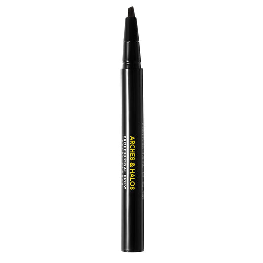 Arches and Halos Angled Bristle Tip Waterproof Brow Pen - Water Based and Smudge Proof Eyebrow Pencil - Extended Wear - Dark Brown - 0.051 oz