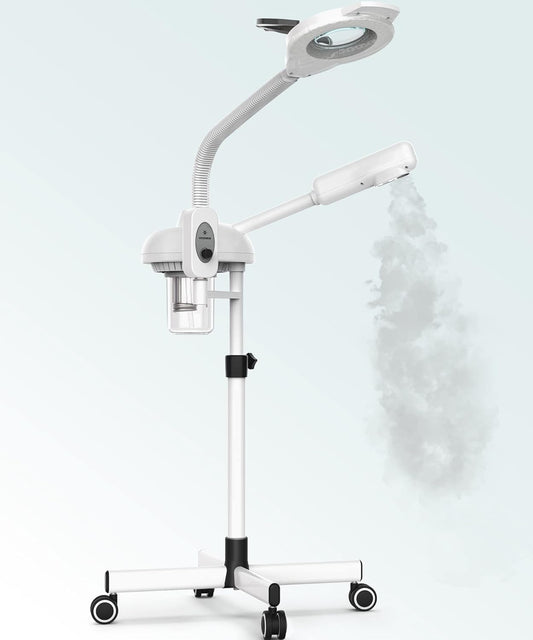 TASALON Professional 2 in 1 Facial Steamer With 5X Magnifying Foldable Arm, Ozone Mist Steamer for Face, Salon Spa Beauty Skin Care Equipment