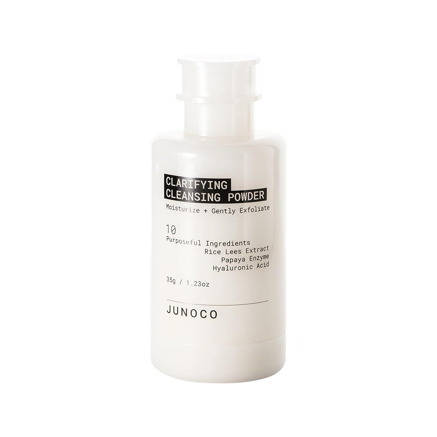 JUNO & Co. JADE Clarifying Cleansing Powder, Refillable Exfoliating Enzyme Face Cleanser to Enhance Smooth, Hydrated Skin