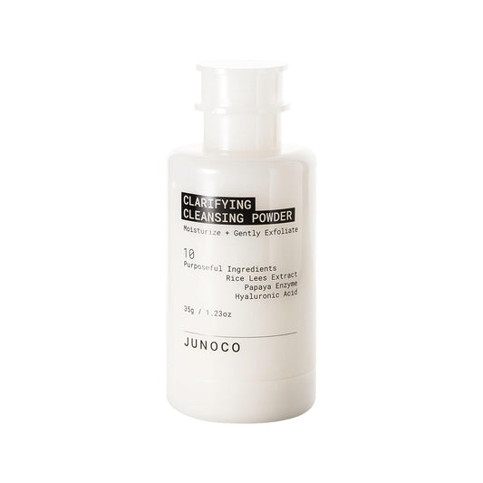 JUNO & Co. JADE Clarifying Cleansing Powder, Refillable Exfoliating Enzyme Face Cleanser to Enhance Smooth, Hydrated Skin