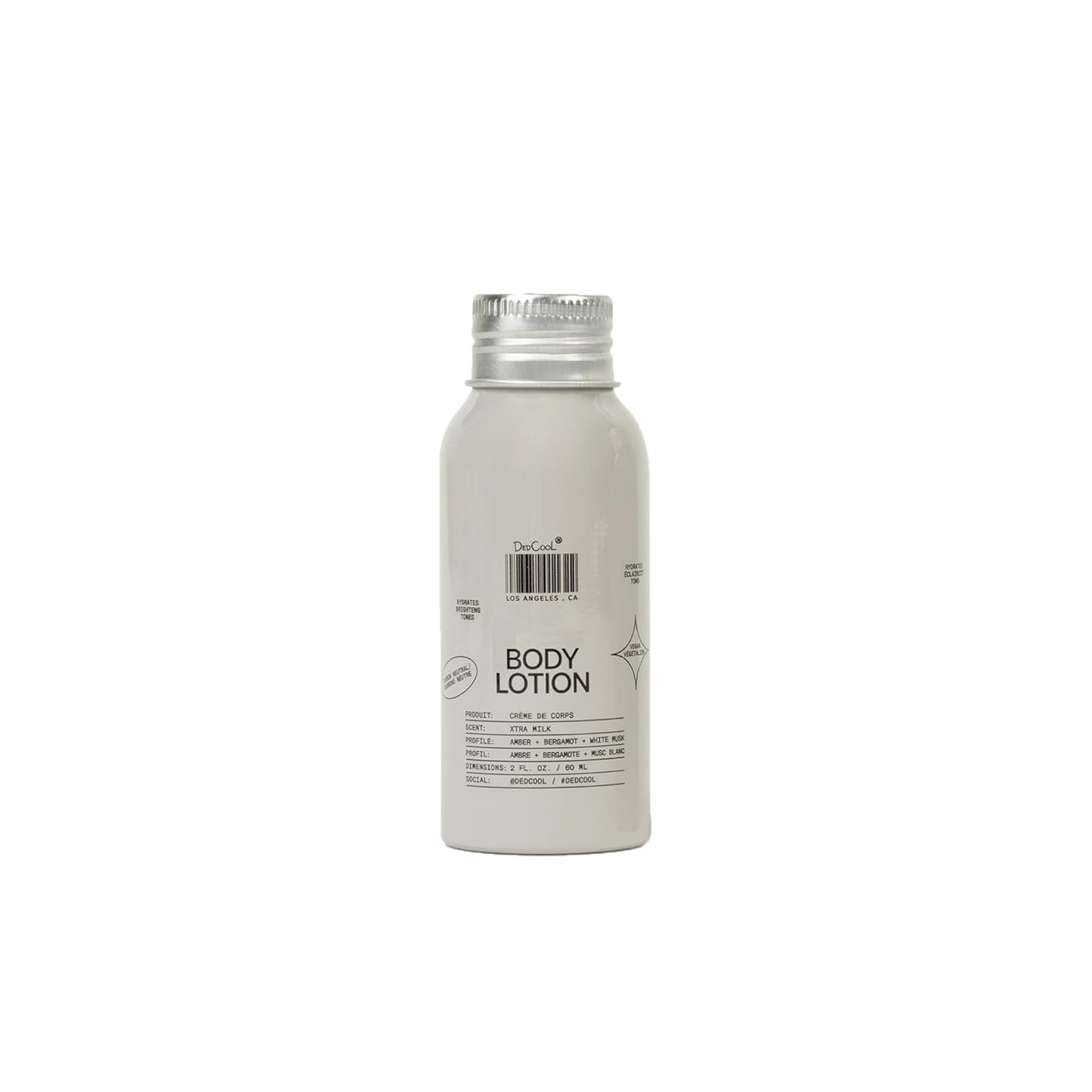 DedCool Body Lotion | Xtra Milk | Deeply Hydrating Lightweight Formula with Ceramides, Snow Mushroom & Meadowfoam Oil | Soft Musk, Bergamot & Amber Scent | Non-Toxic, Vegan Skincare | 2 oz