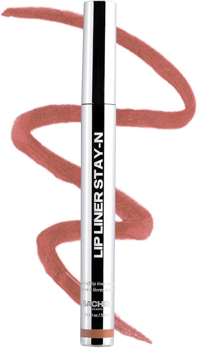 Sacheu Lip Liner STAY-N Peel Off Lip Stain — Long Lasting Matte Lip Tattoo Transfer Proof Lipstain Infused with Hyaluronic Acid & Vitamin E for All Skin Types — Vegan & Cruelty-Free, p-INKED