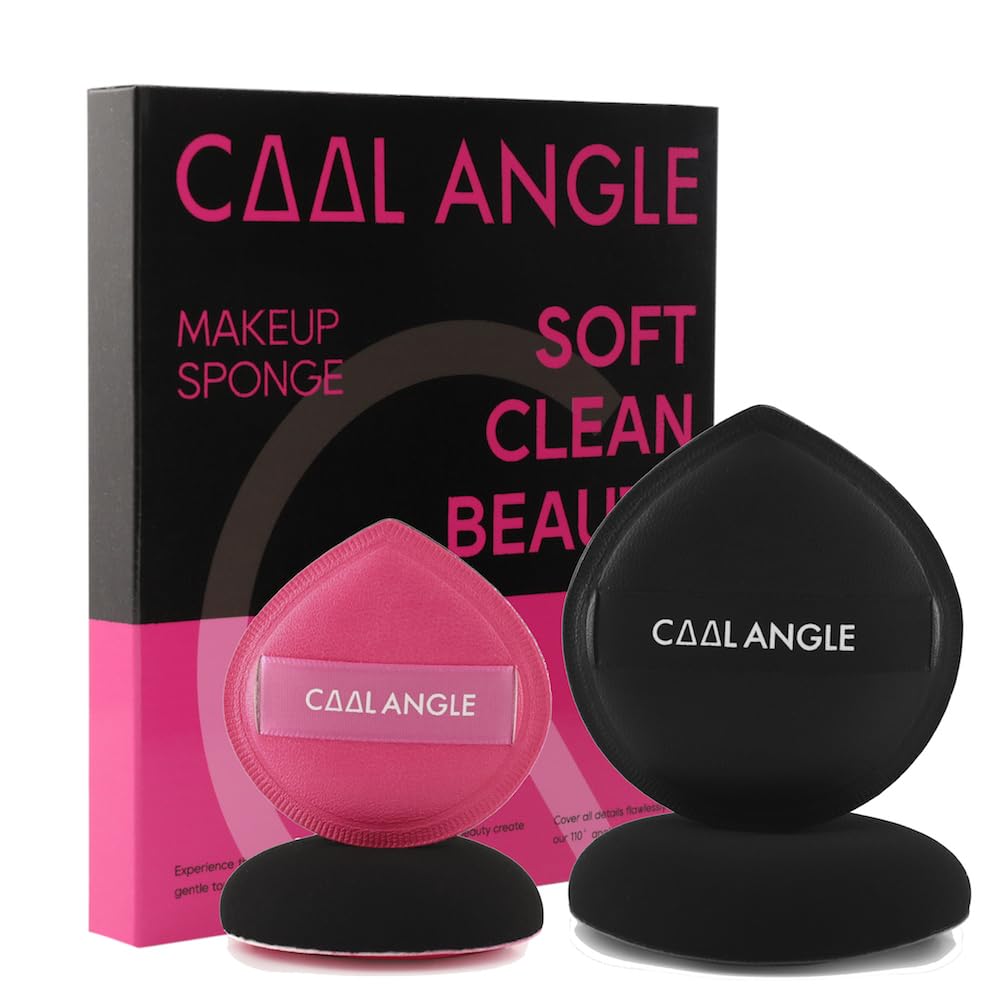 4Pack Makeup Sponge Latex-Free Soft Blender Sponge Perfect for Foundation Concealer Cream Powder, Beauty Sponge Set for Long-lasting and Natural Makeup, 2X-Large Black and 2 Medium Pink