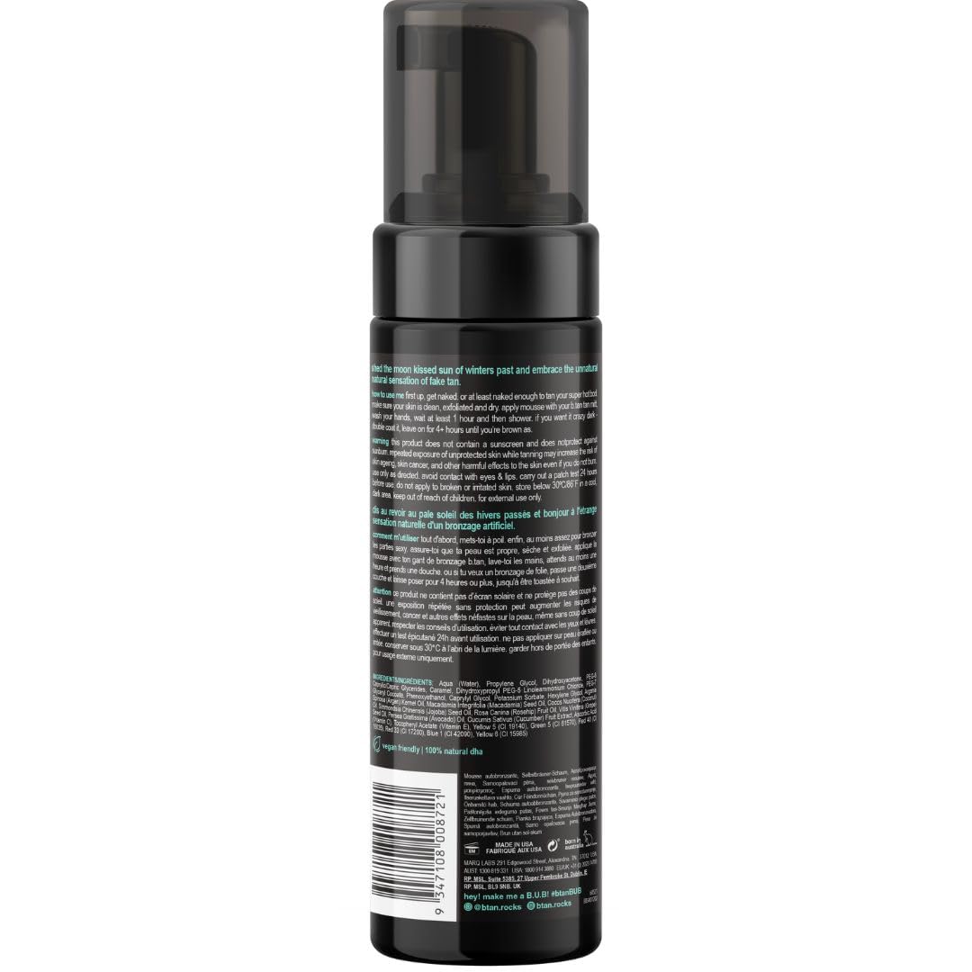 b.tan Dark Self Tanner Mousse | Fake It Till You Make It - Best 1 Hour Express Sunless Tanning Foam, Gold Bronzing Glow, Face & Body, No Fake Tan Smell, 6.7 Fl Oz