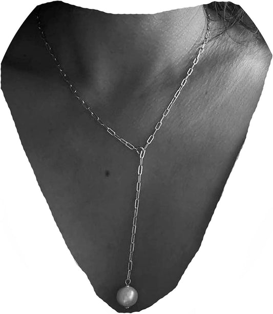 Long Pearl Necklace Pearl Lariat Y Necklace Chain Vintage Minimalist Necklace Jewelry for Women and Girls