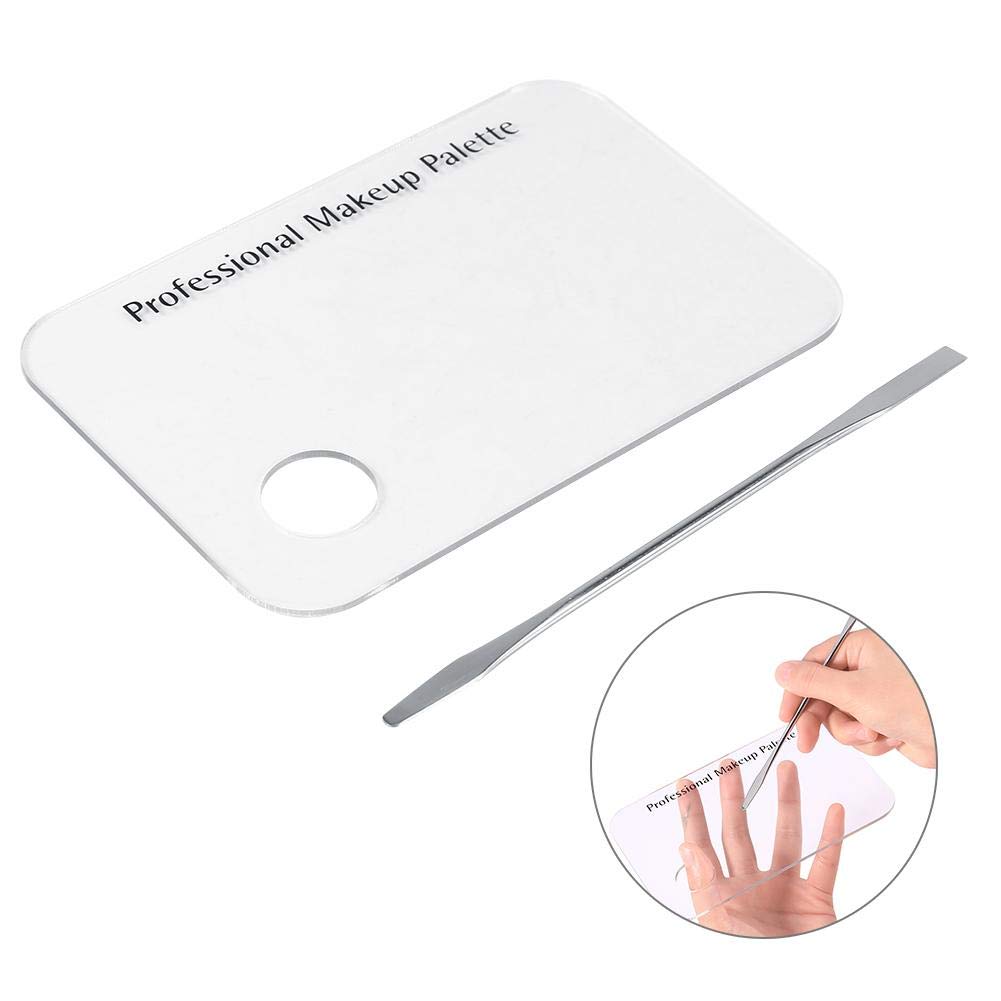 Makeup Palette with Spatula, Rotekt Clear Acrylic Makeup Nail Art Cosmetic Mixing Palette & Stainless Spatula Tool Applicators Set,Nail Holder Display Cosmetic Makeup Palette Tray Accessories