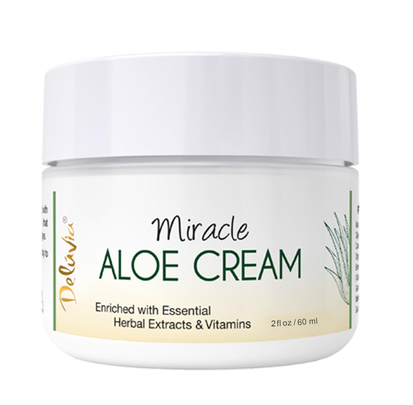 Deluvia Miracle Aloe Cream | Face & Body Moisturizer with Vitamin E & Organic Aloe Vera (2 Ounce (Pack of 1), Unscented)