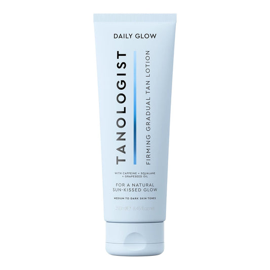 Tanologist Firming Daily Glow Body Lotion- Light/Medium, Gradual Tanning Lotion, No Fake Tan Smell, Streak-Free & Natural Looking Self Tanner, Toning, Vegan, 8.45 fl. oz/250 ml Tube