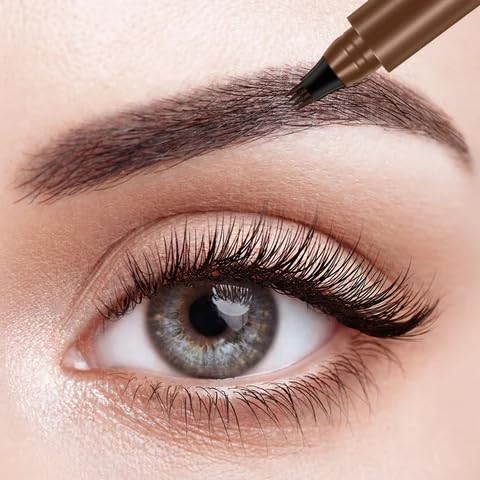 4 Tip Eyebrow Tattoo Pen (Dark Brown), Waterproof