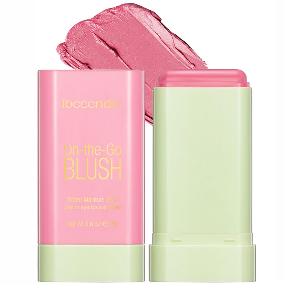 Blush Stick Waterproof Matte Finish Long Lasting Pink Red Cheek Lip Make-up Multi Lip Tint Stick Highlighter High Pigment Rouge Blush for Women Lady Daily Lip Cheek Makeup (1#shy pink)