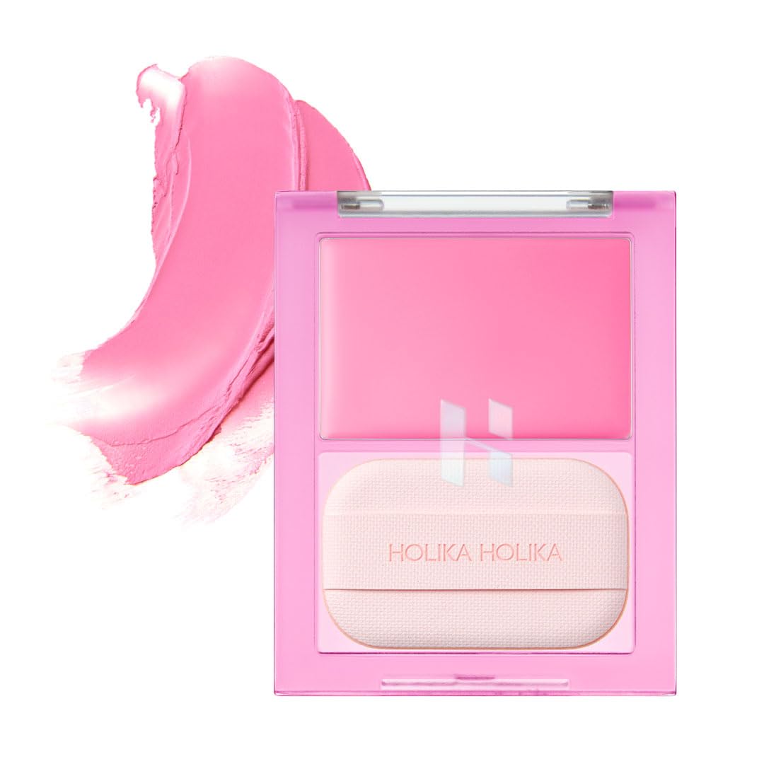 HOLIKA HOLIKA Colored Milk Cream Blush 05 PRETTY COOL: Glowing, Natural Makeup, Glossy Finish, Soft, Creamy Dough like texture, Shimmer, Radiant, Plumping, Cheek, Lightweight, Clean, Buildable