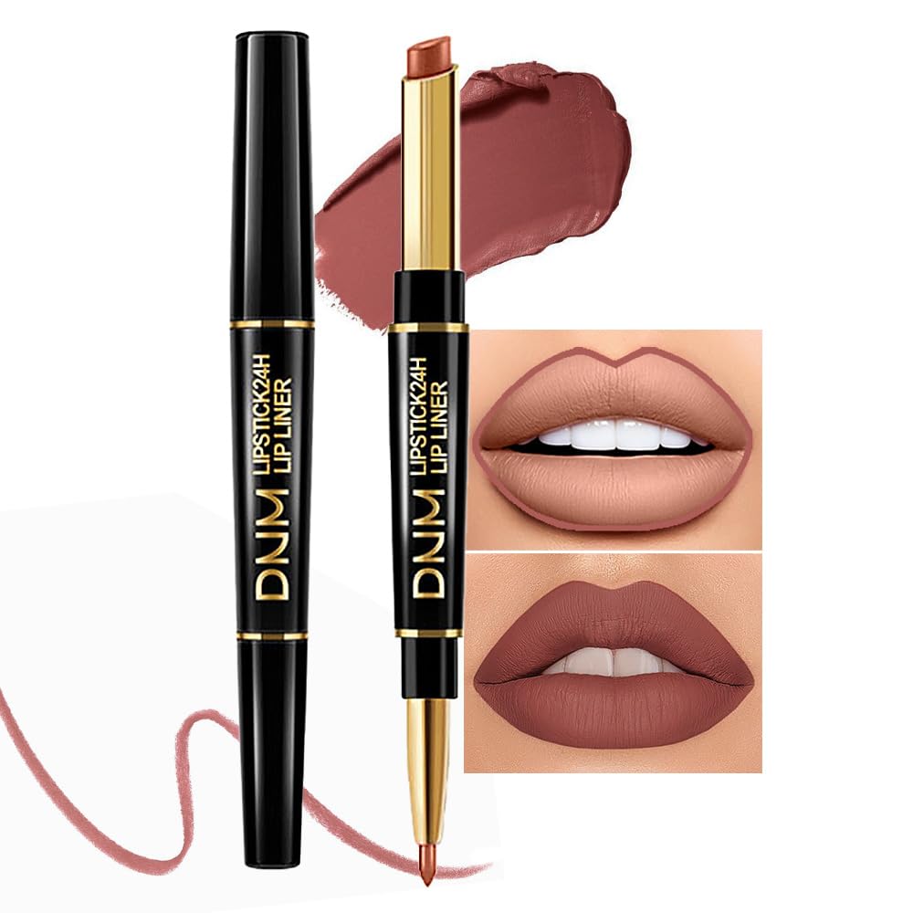 Kaely 2-in-1 Brown Lip Liner & Lipstick Set Kit for Women, Matte Lips Kit with Lip Liner Lip Stains Long Lasting Waterproof 24 Hour Lipstick and Lip Liners Combo Lipliners Pencil Set 11