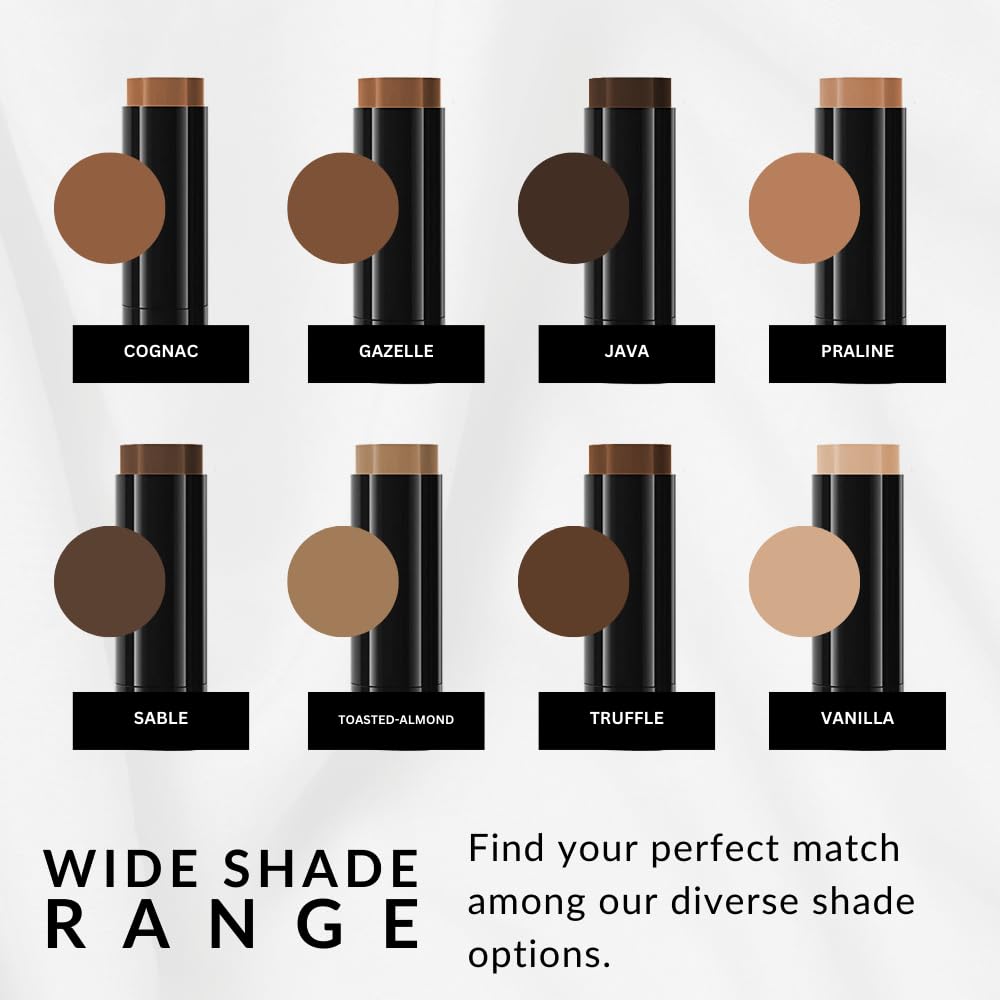 Base Strokes Crème Foundation Stick by Flori Roberts, Full Coverage for Women of Color or Deeper Skin Tones, Long Lasting Makeup, Natural Finish, Complexion Concealer & Corrector