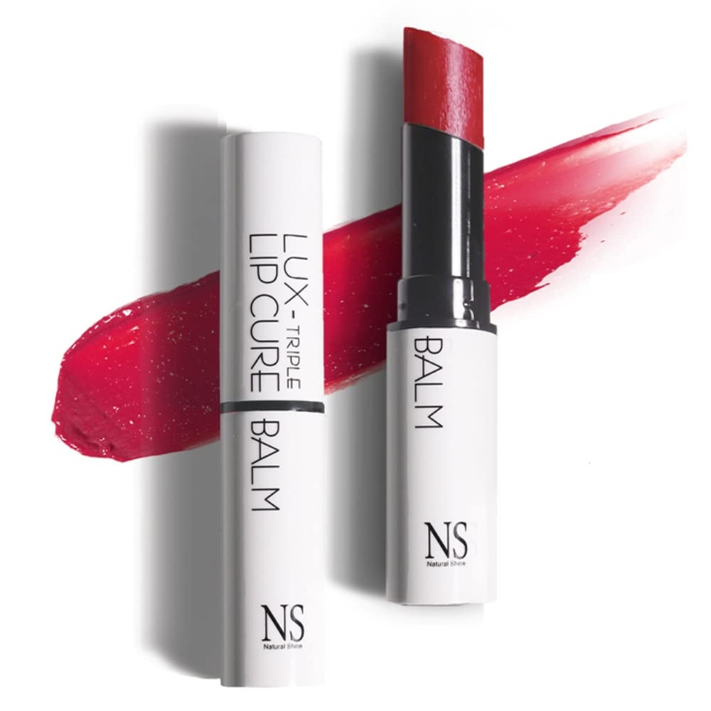 Lux Triple Lip CURE Glossy Balm HERA (Pink Red) (0.17oz) 4 million units sold in Korea, Natural Tinted Korean Lip Balm, Petroleum/Paraben Free, Lip Butter,lip balm hydrating