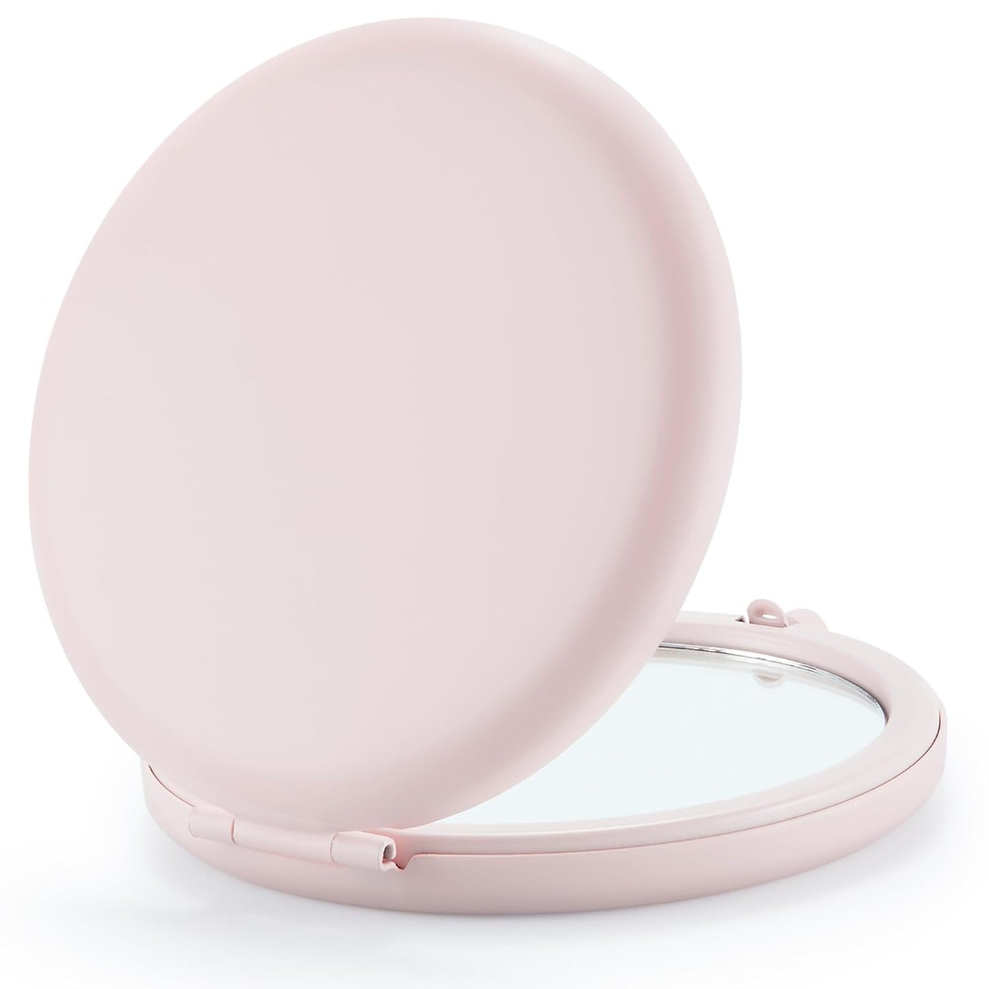 Compact Mirror for Purse, Pack of 24 Double-Sided 1X/2X Magnifying Round Metal Pocket Makeup Mirrors (Round, Pink Marshmallow)