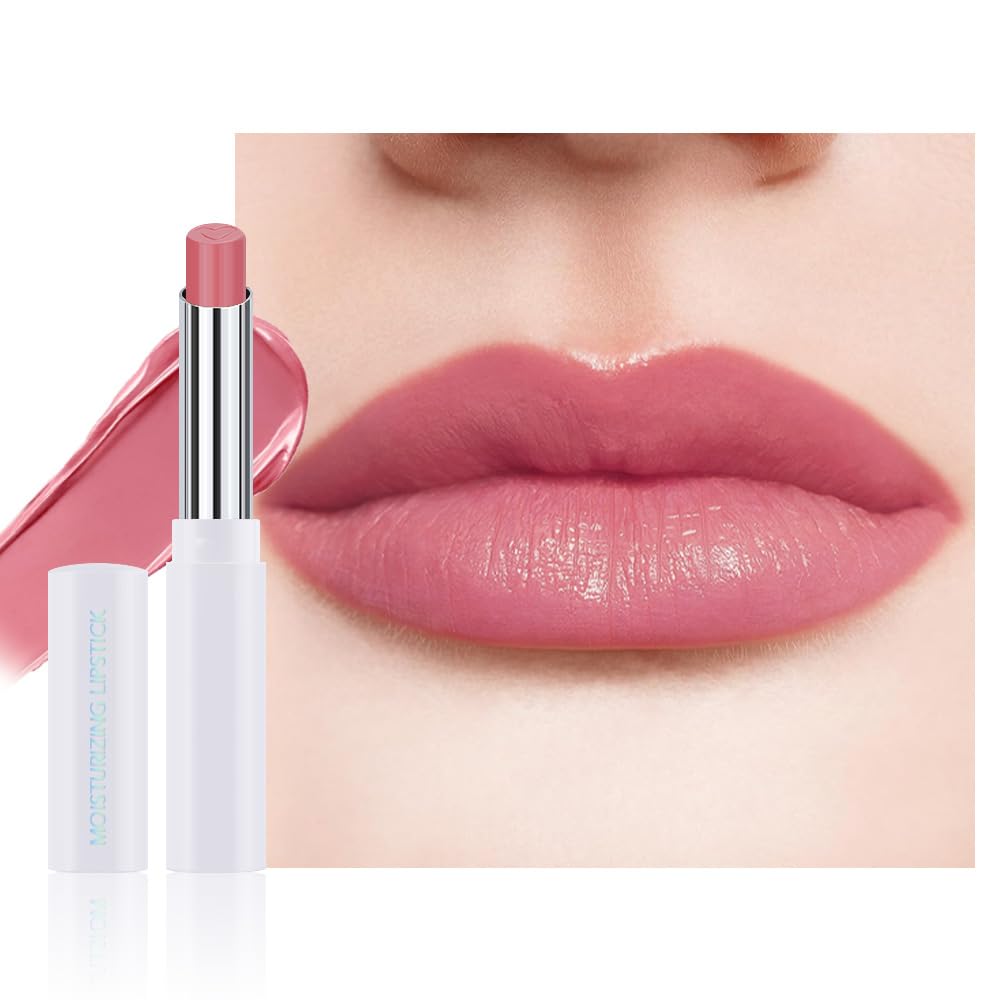 1Pcs Tinted Lip Balm Moisturizing Lipstick – Waterproof Hydrating Matte Lip Balm for Women, Creamy Natural Color Stain for Dry Lips, Soft Matte Finish with Subtle Scent (#08 Alluring Pink)