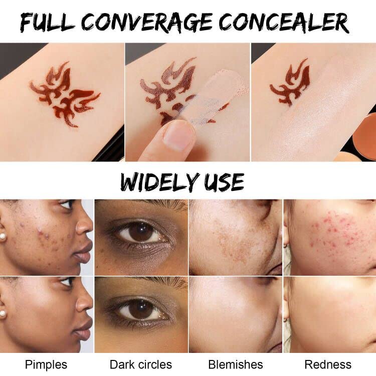 Cream Contour Concealer Makeup Palette Kit, DE’LANCI Face Contour Cream Foundation,Full Coverage Concealer Palette,Natural Brightening Contouring Highlight Makeup Pallet for Oily Skin Dark Circles