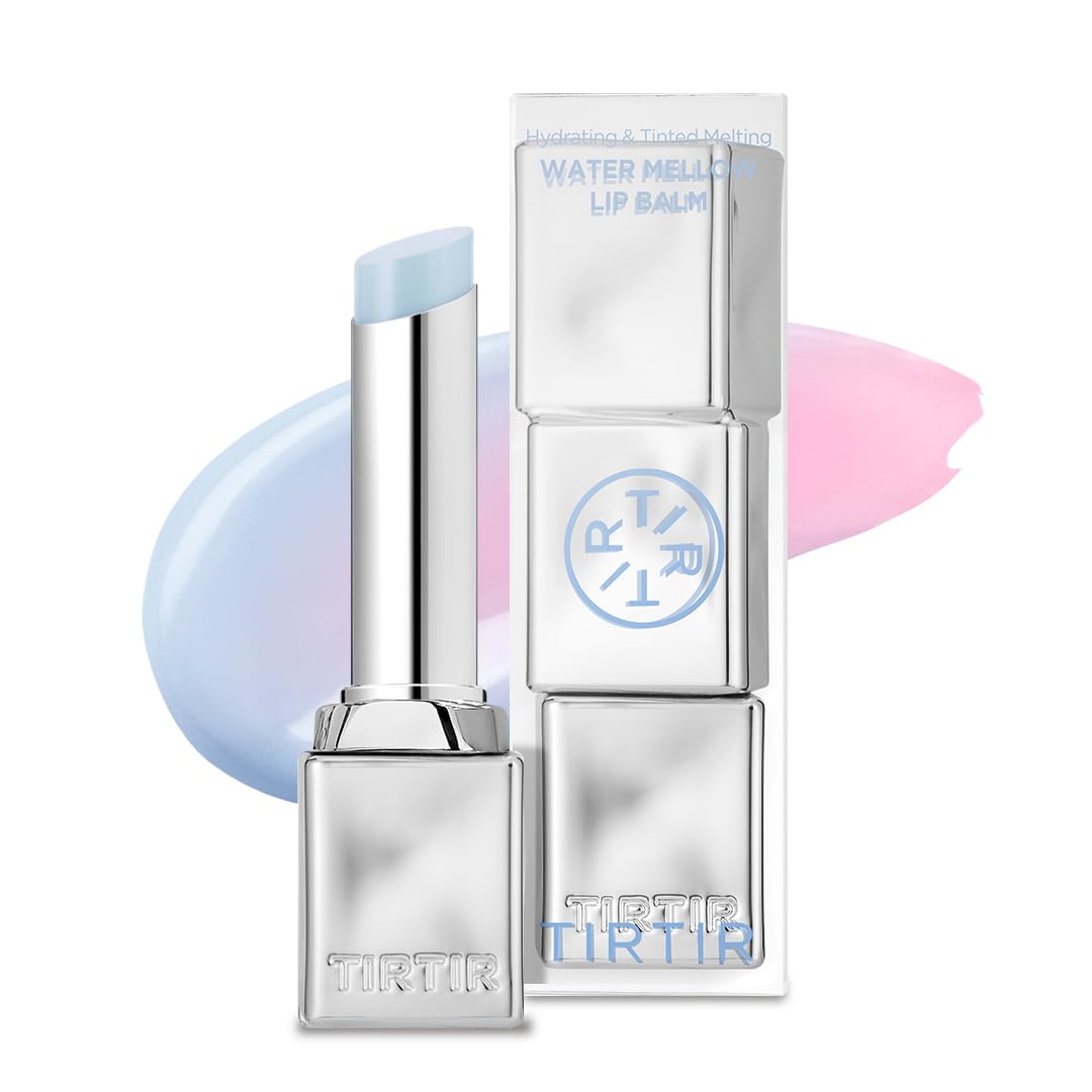 TIRTIR Water Mellow Lip Balm, 01 Icy Blue, 0.11 Fl Oz – pH Color Changing Organic Korean Lip Care, Lightweight Deep Hydration Lip Moisturizer for Women Men, Paraben Free