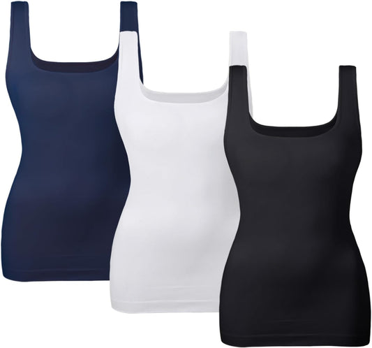 EUYZOU Women's Tummy Control Shapewear Tank Tops Seamless Square Neck Compression Tops Slimming Body Shaper Camisole