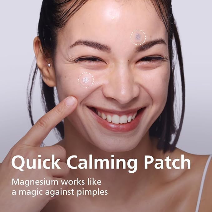 EasyDerm Quick Calming Magnesium Patches – Hydrocolloid Acne Spot Treatment Includes Tweezers & Ampoule, 10 Patches, Zit Sticker, Back to School MUST HAVE, Made by Daewoong Pharmaceutical