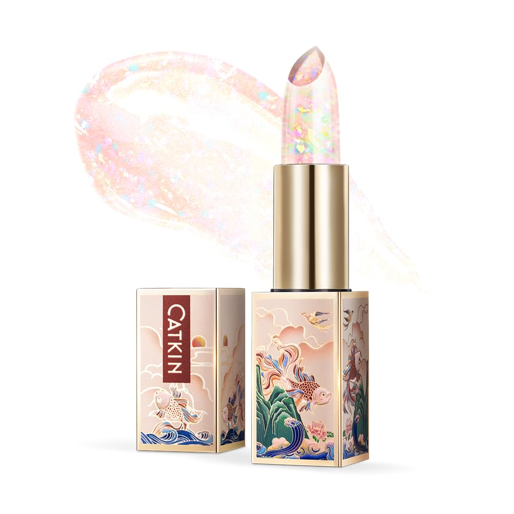 CATKIN Lip Balm Tinted Color Changing Lipstick Ultra Hydrating Lip Moistrurizer Lip Care with Vitamin E Nourishing For Cracked & Dry Lips 0.12 oz C04 Rainbow