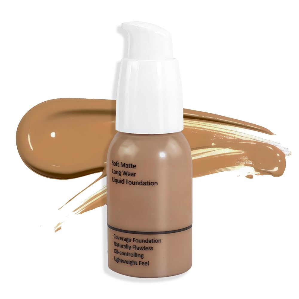 Matte Liquid Full Coverage Foundation, Flawless Soft Matte 24HR Oil Control Full Coverage Foundation Makeup for Women, Long-Lasting Waterproof Full Coverage, 06#Toffee (06, Pack of 1)