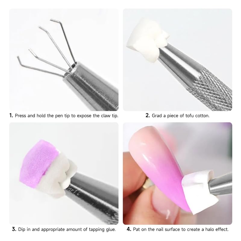 Nail Sponges Set for Ombre Gel,Nail Art Tools Set-50Pcs colorful Nail Sponges With pink Grabbing Pen Transparent Plastic Storage Box Used to Store Nail Art Tools