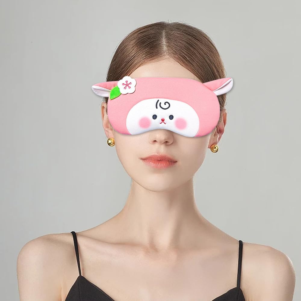 PERFECTSIGHT Sheep Sleep Eye Masks, Cute Plush Sleep Eye Cover Lightweight Adjustable Eyeshade Faux Fur Mask Cover for Women Men Sleep Travel Nap (Pink Sheep)