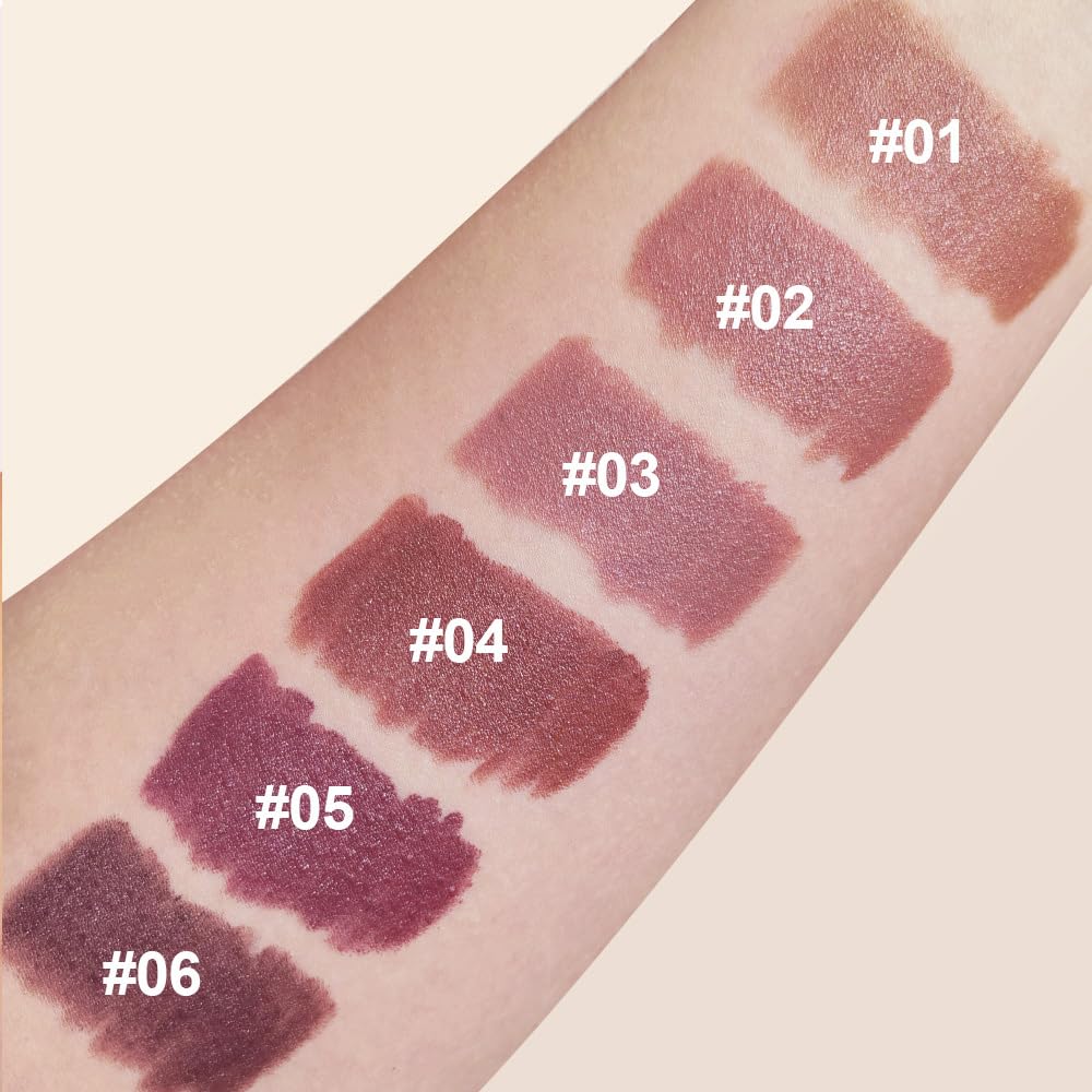 Matte Lipstick Crayon for Women, Dark Purple 24 Hour Lipstick Lip Liner Pencil, Neutral Lip Stick Lipliner Long Lasting Waterproof Smudge Proof, Vegan & Cruelty-Free, 05