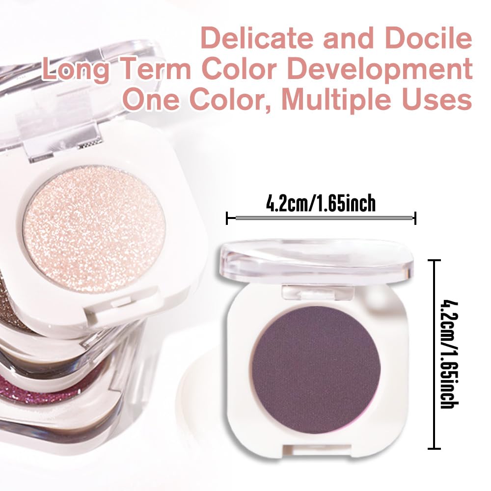 Eggplant Matte Eyeshadow Palette for Women, Single Monochrome Eye Shadow Makeup, Shiny Pressed Powder, Blendable Natural sombras para ojos, Holographic,Vegan,Travel -15