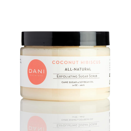 Naturals Exfoliating Sugar Scrub - Coconut Hibiscus, made with organic cane sugar and shea butter, gently exfoliates and deeply hydrates for smooth, radiant skin – 14 oz
