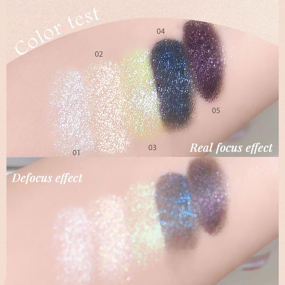 Pearl White Cream Glitter Shimmer Metallic Eyeshadow Palette Makeup, Natural Single Mini Instant Holographic Eyeshadow For Women, Sombras Crema Para Ojos, Talc, Paraben & Cruelty Free