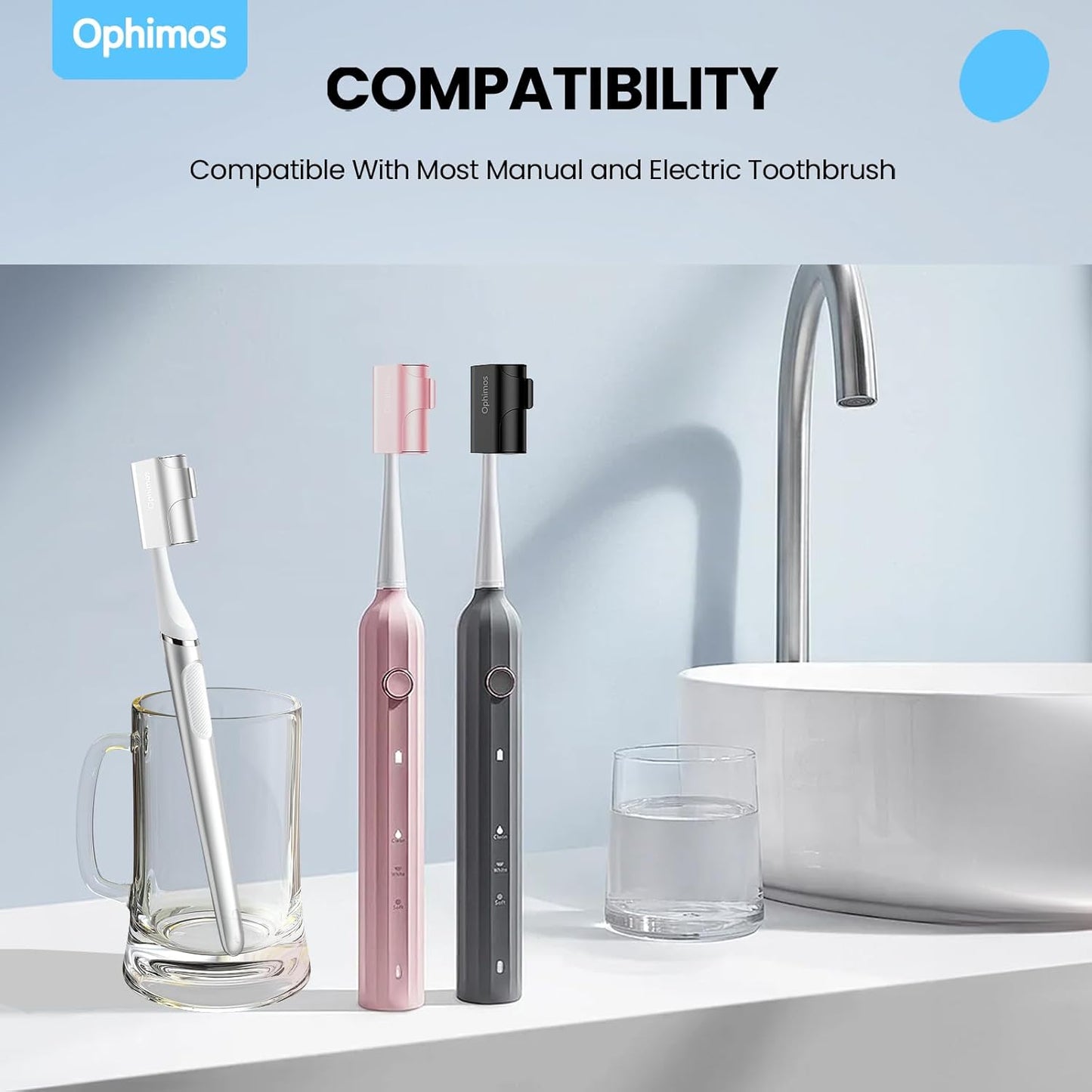 Aluminum Alloy Toothbrush Head Cover/Cap/Protector Case,Travel Toothbrush Covers Long-lasting Toothbrush Head Caps for Most Electric/Manual Brushes, 2 Count -Silver+Pink