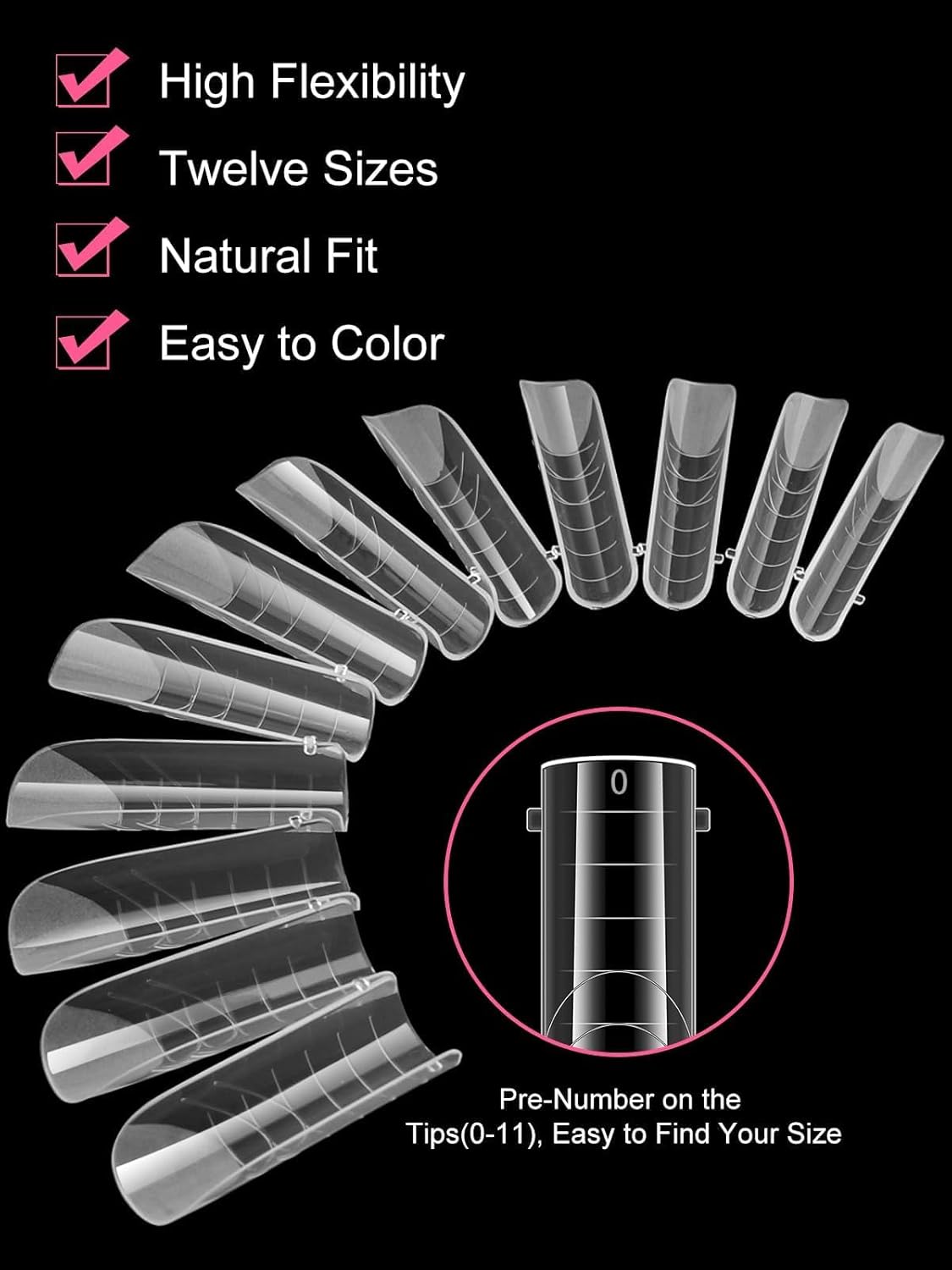 EBANKU 120Pcs Matte Dual Nail Forms, Poly Gel Nail Molds Square Clear Full Cover Coffin Nail Tips Extension Forms 12 Sizes for Gel Manicure Nail Art Design Salon&DIY