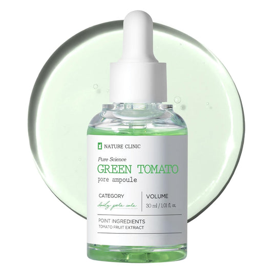 Green Tomato Pore Ampoule with Green Tomato, Witch Hazel and Hyaluronic Acid for Face Moisturizer and Pore Minimizing Treatment, Korean Skincare, 30ml, 1.01 fl. oz.